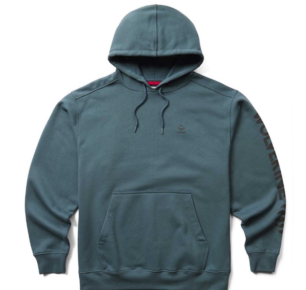 WOLVERINE Men's Midweight Graphic Hoodie XXL Dusk Blue Sleeve Logo Shirt NWT